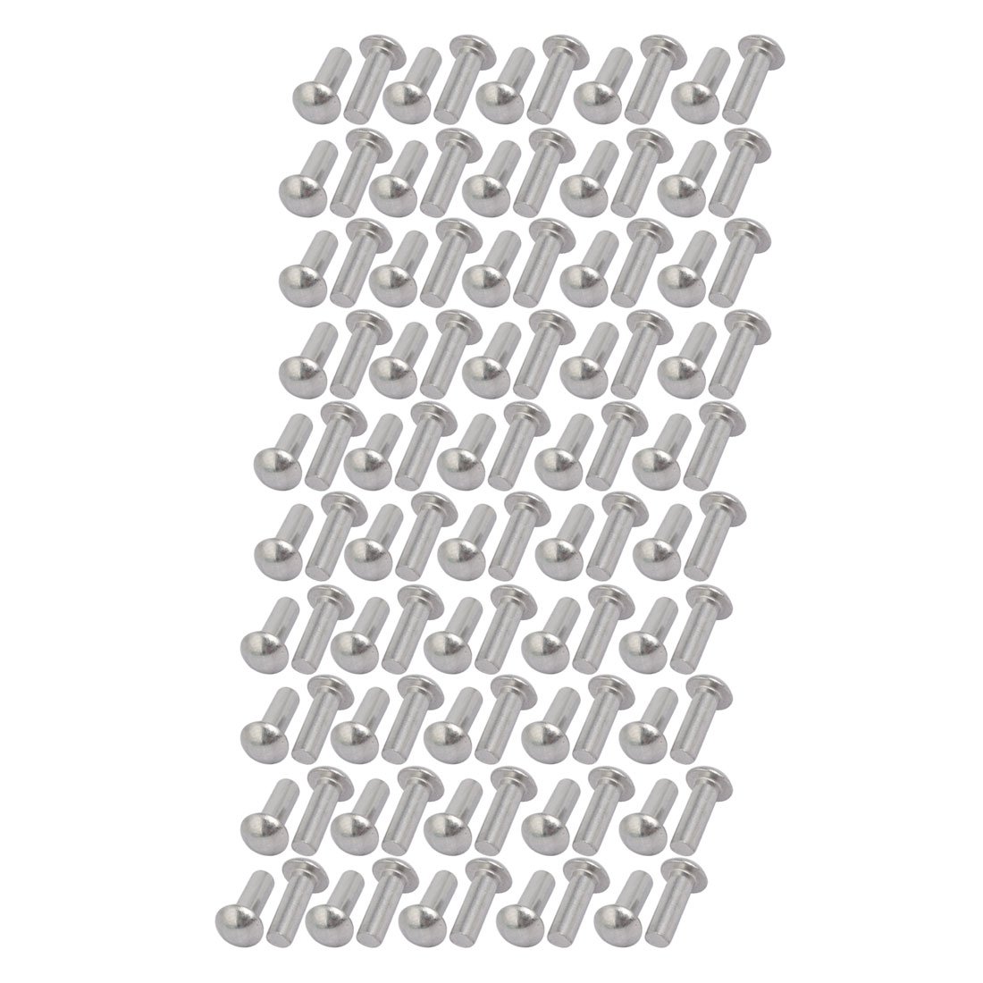 Sourcingmap 100pcs M4 x 12mm Aluminum Half Round Head Solid Rivet Fastener Silver Tone