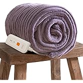 GOTCOZY Electric Blanket Heated Throw 50''X60''- Ribbed Faux Fur Heated Blanket with 4 Heating Level & 3 Hour Auto Off Heating Blanket, ETL&FCC Certified Machine Washable(Violet)