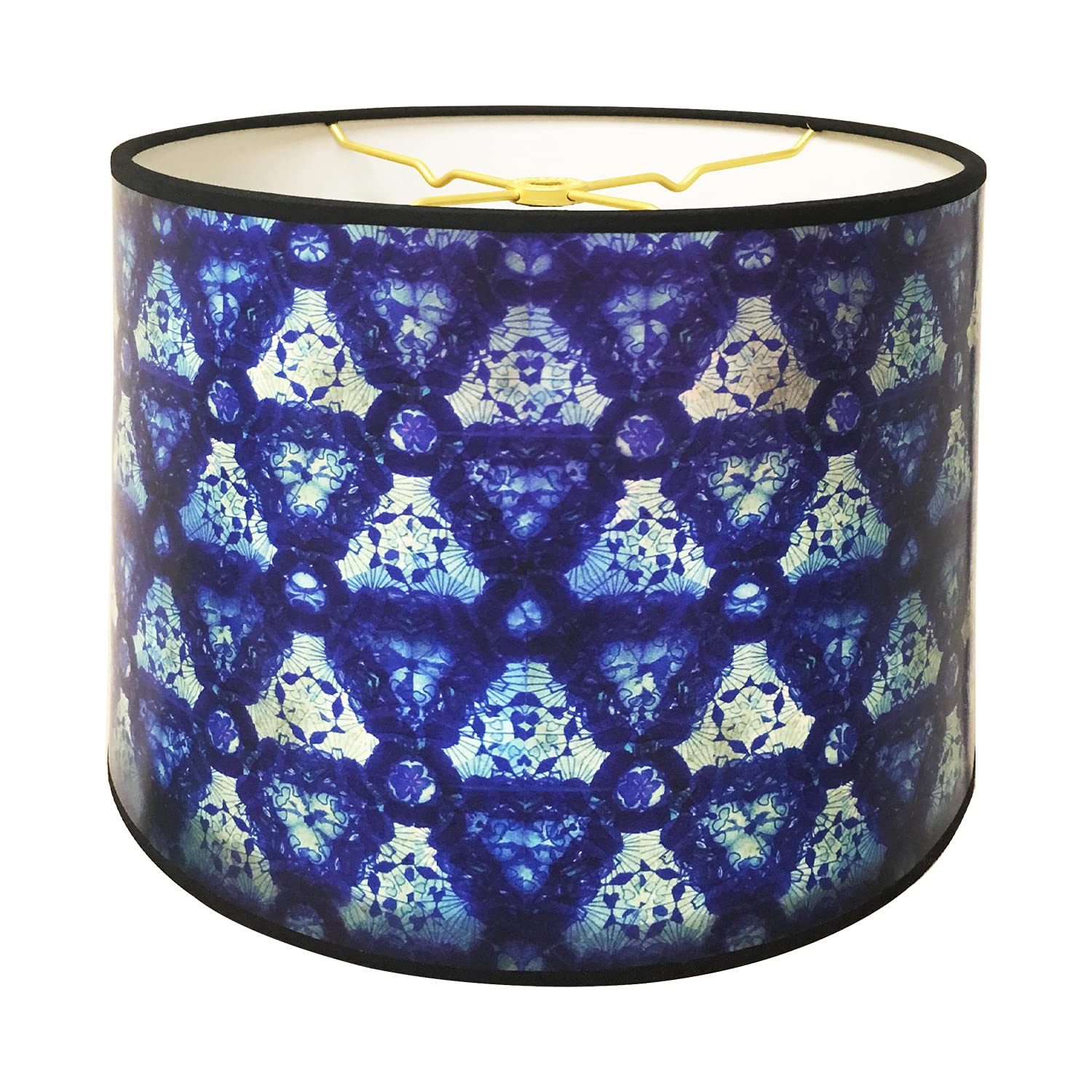 Royal Designs Modern Trendy Decorative Handmade Lamp Shade - Made in USA - Blue Kaleidoscope Design - 10 x 10 x 8