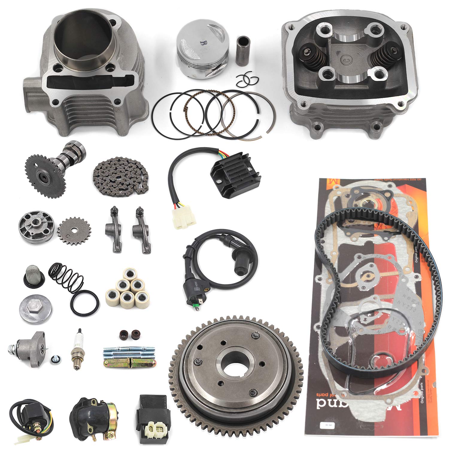 Photo 1 of Complete GY6 Cylinder Head Rebuild Kits with valves, Trkimal 57.4mm 150cc Big Bore Upgrade Kits for 4 stroke 157QMJ Engines Chinese scooter moped parts, GY6 Engine parts Sunl Roketa Peace