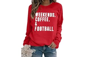 EGELEXY Football Game Day Sweatshirts Weekends Coffee and Football Sweatshirt Women Football Mom Crewneck Pullover