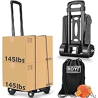 Folding Hand Truck Heavy Duty 155 lbs Loading Capacity 4 Wheel Solid Construction Compact and Lightweight Utility Cart for Lu