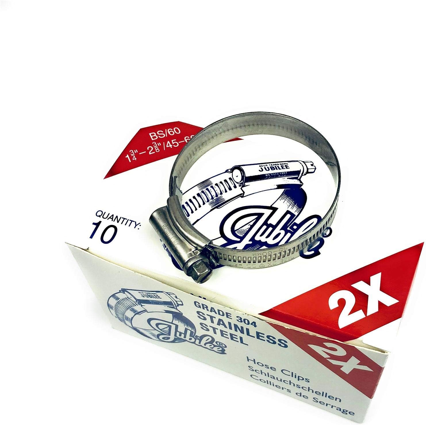 Jubilee® Stainless Steel SS304 Hose Clamp 45-60mm x 10, Silver