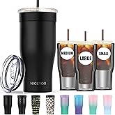 Universal Iced Coffee Sleeve - Niceyos Upgraded Double Wall Reusable Stainless Steel Holder Sleeves Insulator for Cold Drinks Fits Starbucks Dunkin Donuts McDonalds Small Medium Large Cups (Black)