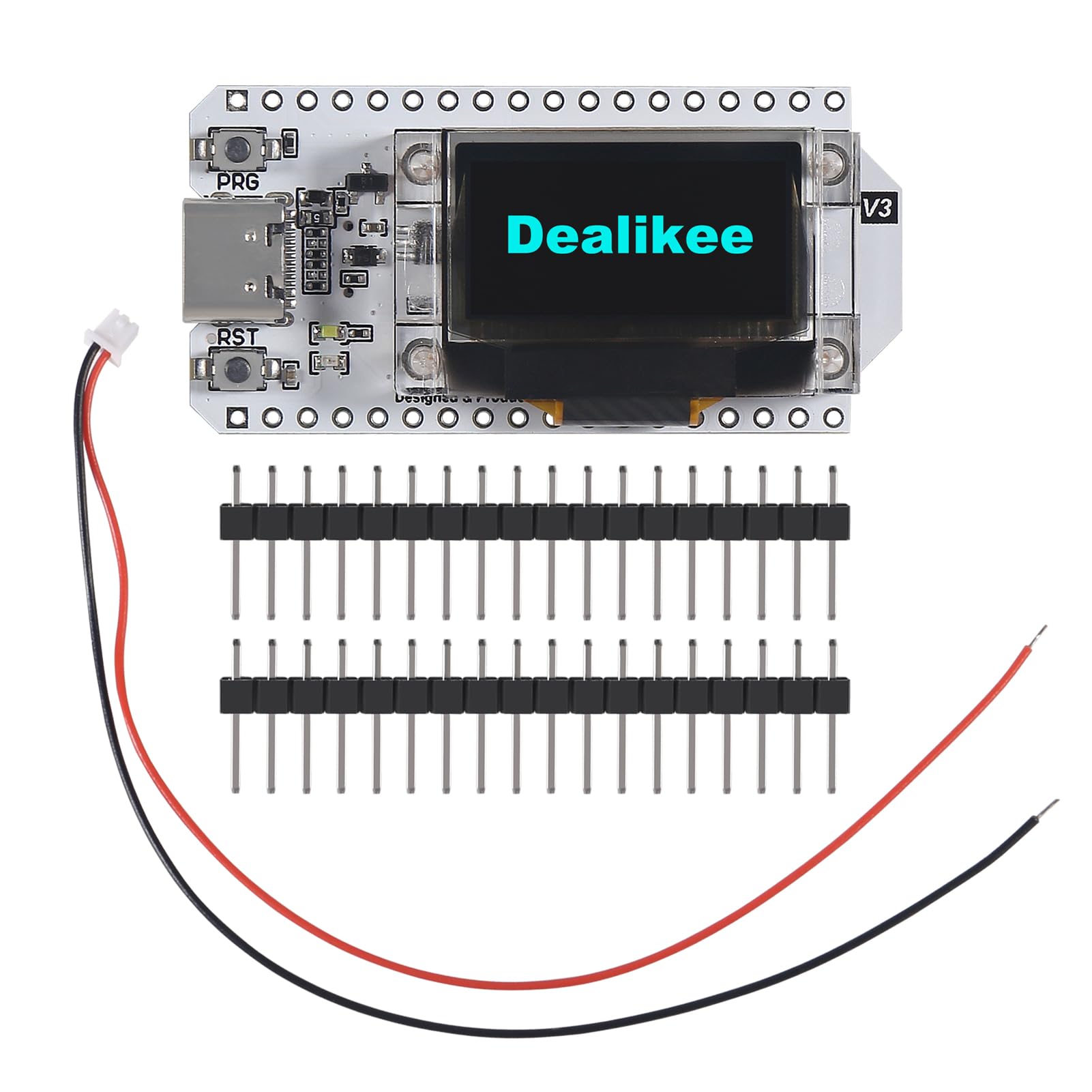 Dealikee ESP32 OLED WiFi Kit Development Board New Version 8MB Flash, ESP32 WiFi + Bluetooth 0.96 Inch OLED Display CP 2102 Internet for ESP8266 NodeMCU