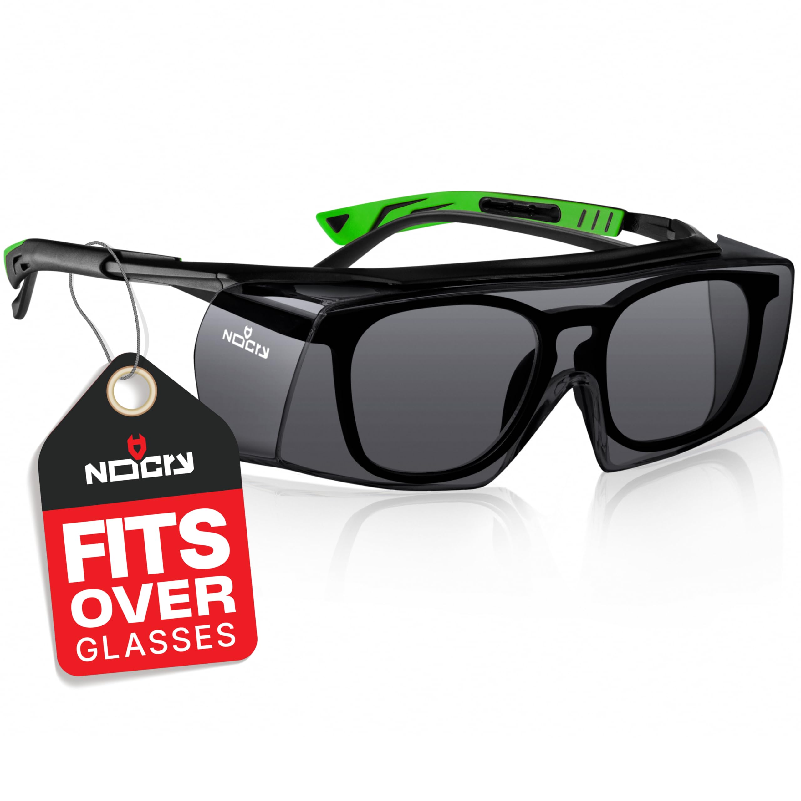 Photo 1 of NoCry Tinted Safety Glasses Over Eyeglasses for Men and Women with Anti Scratch Wraparound Lenses — UV400 and ANSI Z87 Certified — Adjustable Temples with Anti-Slip Tips — Great for Shooting