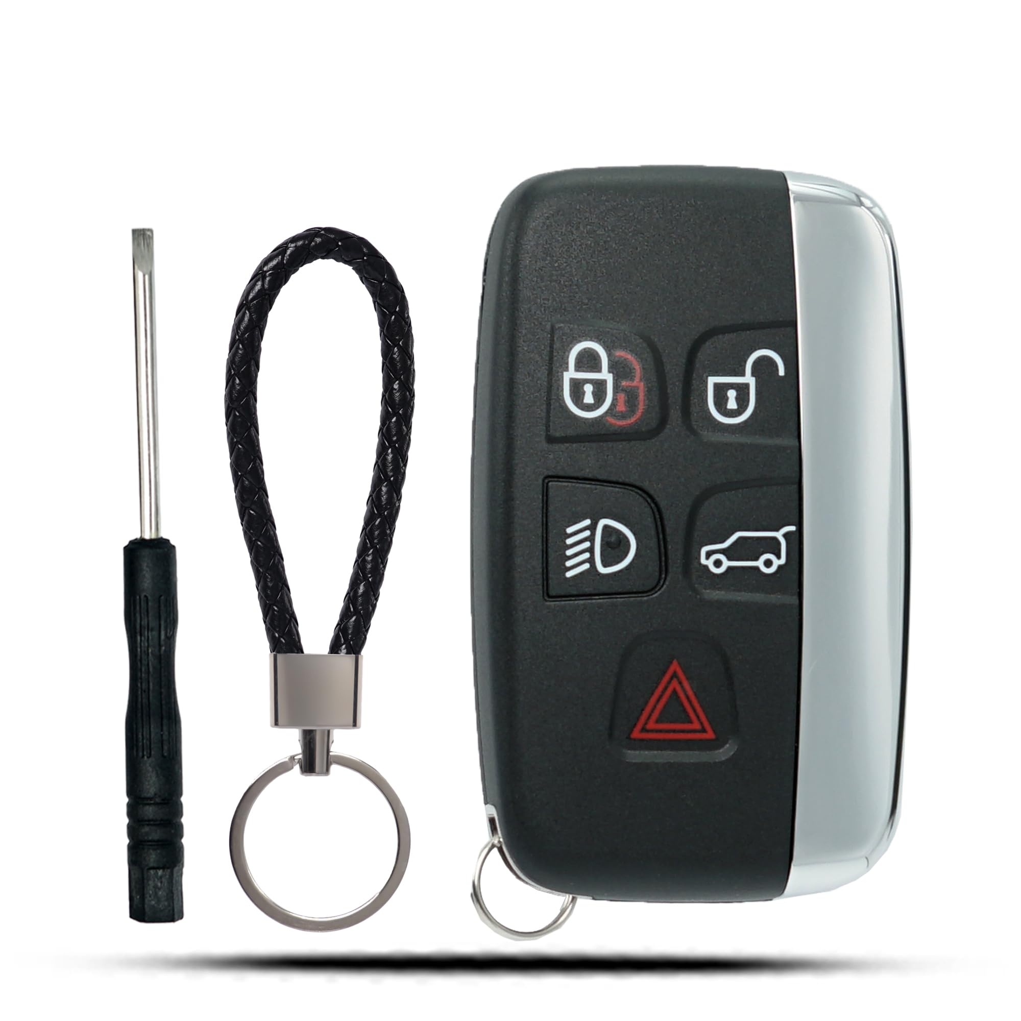 Photo 1 of MechanMagic Key Fob Shell Case Replacement Fits for Land Rover Range Rover Sport Evoque LR4 LR2 Jaguar XJ XF XK F-Type F-PACE XE 2010-2018 Keyless Entry Remote Control 5 Button Pad Cover