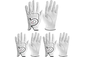 FINGER TEN Mens All Premium Soft Cabretta Leather Tour Fit Grip Left Hand Lh Right Hand Rh with Cadet Size Golf Gloves Value 3 Pack Size from Small to XXL