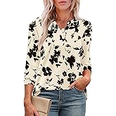 LOMON Womens 3/4 Length Sleeve Tops V Neck Business Casual Blouses Summer Tees Shirts 2026