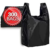 Reli. T-shirt Bags (300 Count) (Black) (11.5" x 6.5" x 21") - Black Plastic Bags (Plain) - Grocery, Shopping, Restaurants