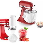 Ice Cream Maker Attachment for KitchenAid Mixers &amp; Shaved Ice Attachment for KitchenAid Stand Mixers with 8 Ice Molds