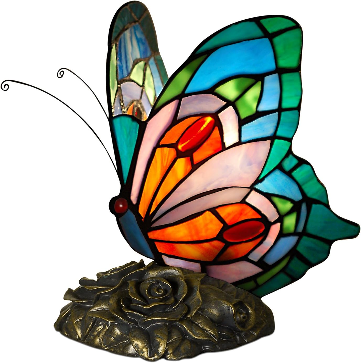 Arte dal Mondo Butterfly Tiffany Style Bedside lamp, Multicolor [Energy Class A++]