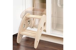 COZYLAZY Hidden Toddler Step Stool, Height-Adjustable Kids 2-Step Stools, Wooden Step Stool for Toddlers for Bathroom Sink & Kitchen, Bathroom