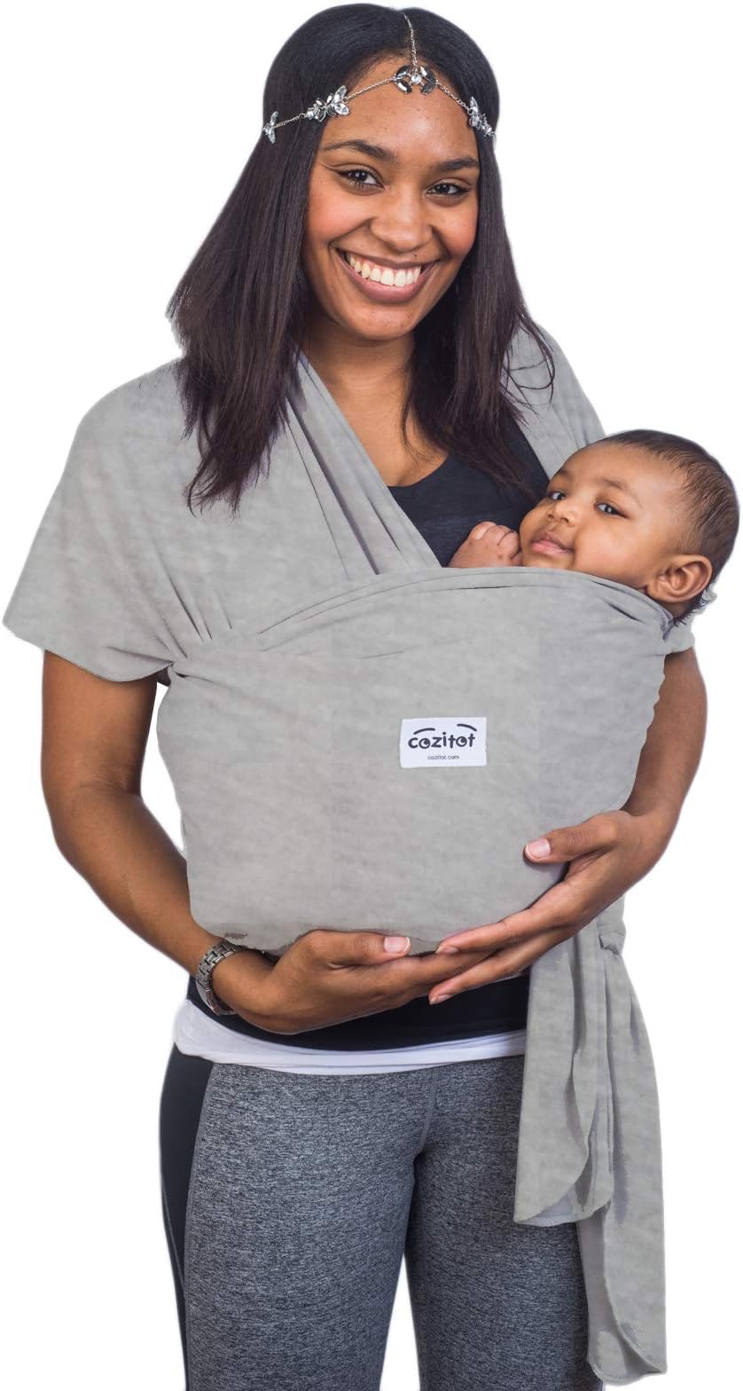 Heather Grey Baby Carrier Sling - Small to Plus Size Stretchy Baby Wrap - Nursing Cover