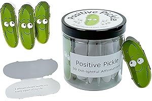 TYDLIG Positive Pickle Emotional Support Affirmation Cards in Jar - 30/60 Unique Motivational Quotes, Mental Health Gifts to Cheer Up Friends, Mini Positive Messages & Decorative Pickle Jar(30, Pickle)