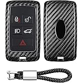 T-carbon Real Glass Fiber Key Fob Cover Compatible with Land Rover Key Fob Protector Case Compatible with Jaguar Defender 110S HSE Sport Dsicovery,Silver Black