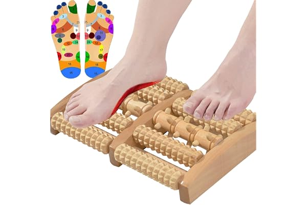 ALINK Dual Foot Massager Roller, Relieve Plantar Fasciitis, Heel, Aches and Pains, Wooden Acupressure Massage Tool Upgraded L
