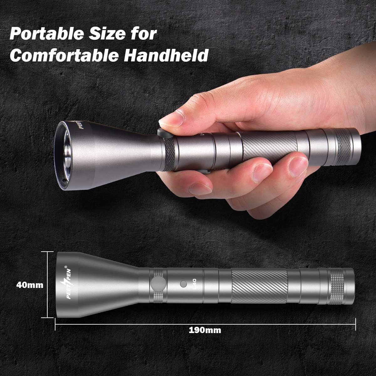 Rechargeable LED Flashlight 1500 Lumens 500 Meters High Beam Flash Light Water Resistant Flashlights with 18650 Battery and Compass - - 