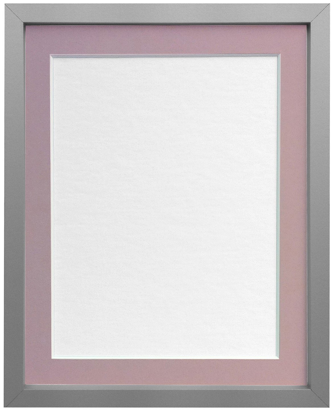 FRAMES BY POST 18mm wide Rio Silver Picture Photo Frame with Pink Mount