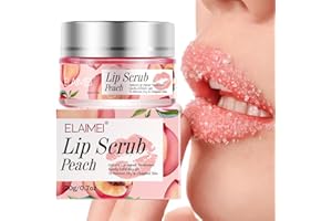 MIELIKKI Lip Scrub, Lip Scrubs Exfoliator, Sugar Lip Polish, Lip Exfoliator Scrubber for Chapped and Dry Lips, Lip Moisturizer, Lip Care Products, Peach