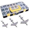 Bonost 48 Pcs Toggle Bolts - 1/4 3/16 1/8 Inch Butterfly Toggle Anchors for Drywall - Toggle Bolt Assortment Kit with Matching Wing Nuts, Hex Nuts, Washers