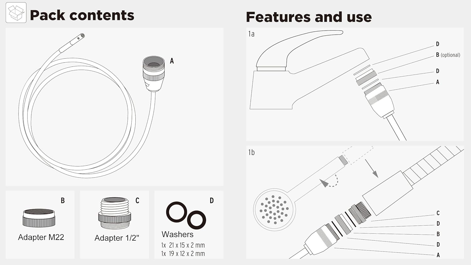 Drain Cleaner, Bathroom Clog Remover, High Pressure Pipe Cleaner, Duct Unblocker, 10ft Hose