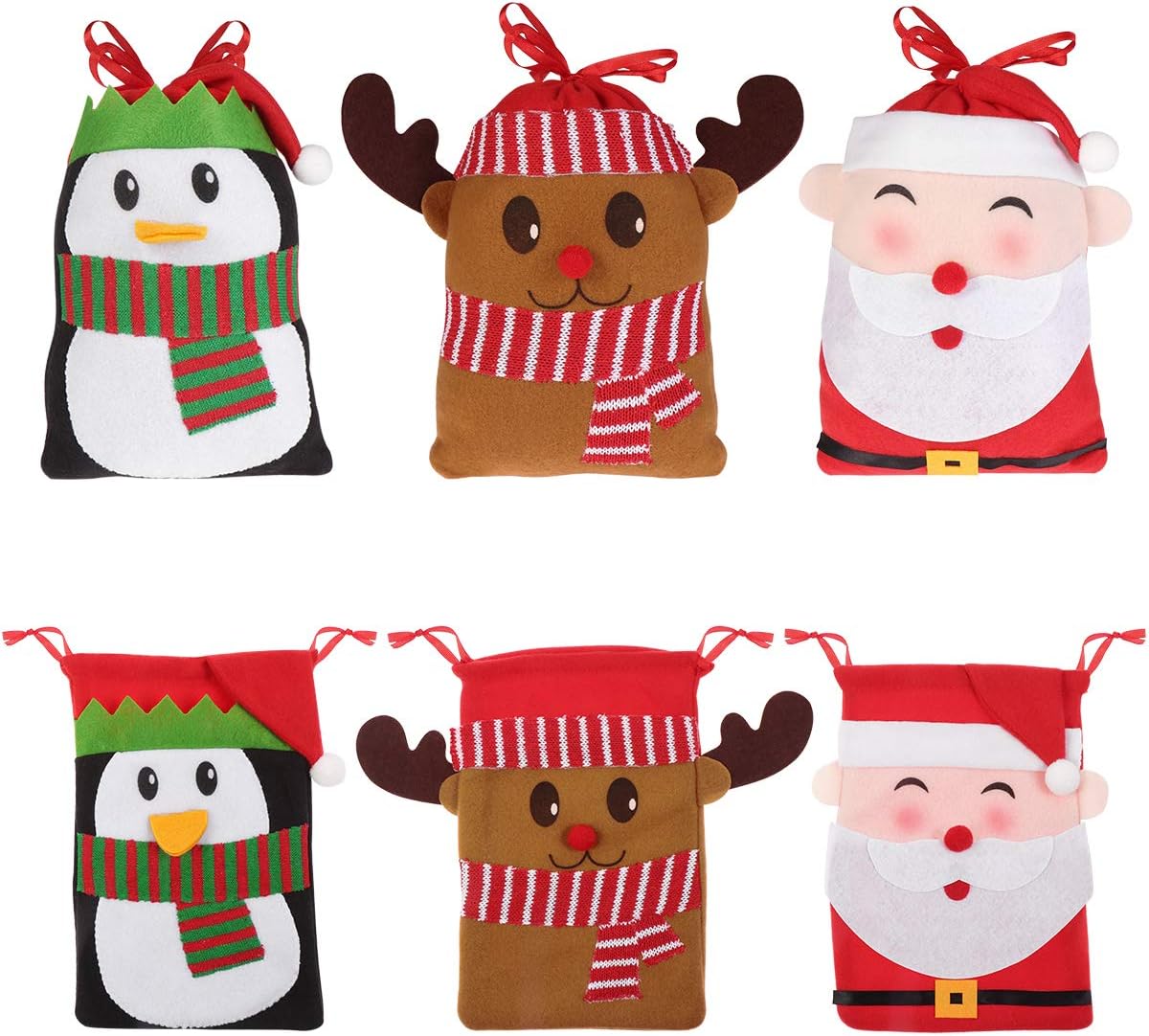 Hemoton 6PCS Large Christmas Candy Bags Gift Treat Bags for Favors and