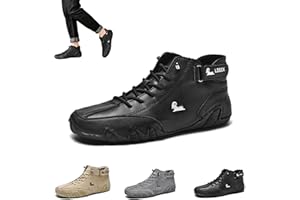 Braised Pork Italian Handmade Suede High Boots,Men's Soft Leather Casual Sneakers Non-Slip Breathable High Boots (US-10,Black)