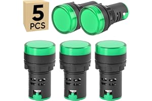 5-Pack LED Indicator Light 12V Energy Saving Mounting Hole Size 22mm (7/8 Inch) LED Pilot Signal Light Lamp Panel Indicator -