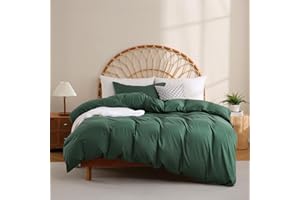 JSD Hunter Green Duvet Cover Set Twin Size, 2 Piece Microfiber Kids Duvet Cover with Pillow Sham, Zipper Closure, Comforter Not Included