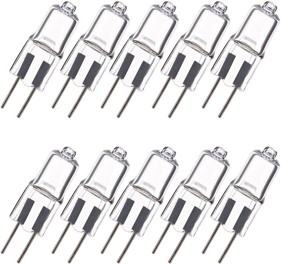 Nuloxx Pack of 10 Halogen G4 Bulb 18 W 827 2700 K Warm White 180LM AC/DC 12 V 360 Degree Beam Angle, Energy Saving, Perfect for Replacing 24 W Bulb. Dimmable. [Energy Class C]