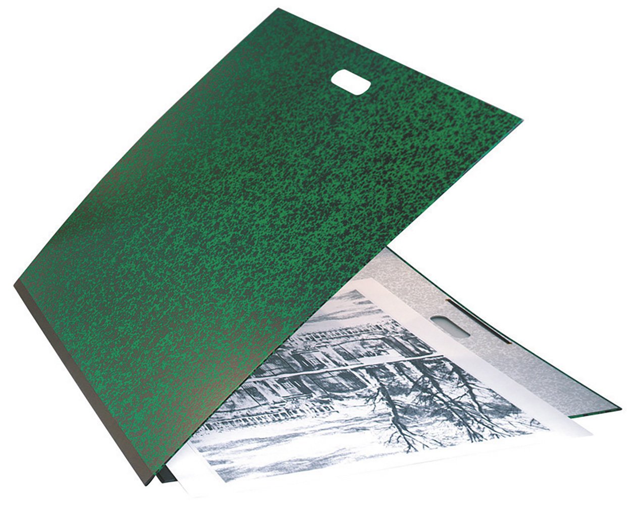 Exacompta - Ref 542900E - Annonay Portfolio with Handles - 500 x 650mm in Size, For Safely Transporting Artworks & Documents, Marbled Effect Cover - Green