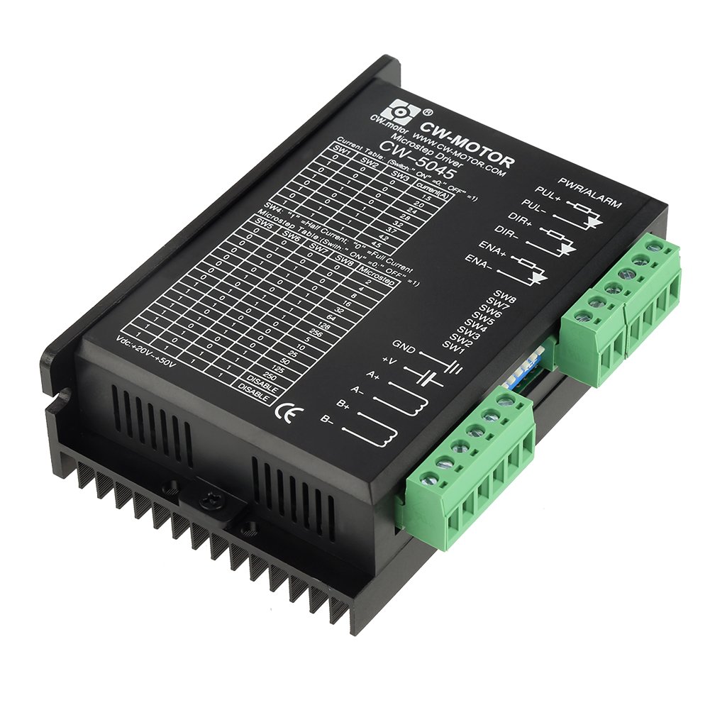 CW-5045 Stepper Motor Driver Microstep Stepper Motor Driver Controller 4.5A 24V-50VDC for 3D Printer Hybrid CNC Motors