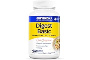 Enzymedica Digest Basic, Digestive Enzymes for Sensitive Stomachs, Offers Fast-Acting Gas & Bloating Relief, 180 Count