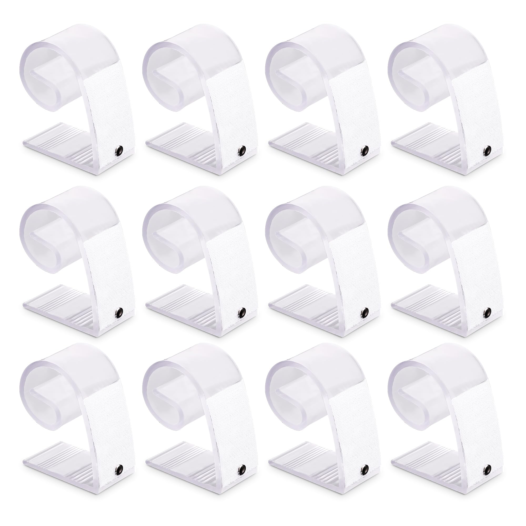 WedDecor Tablecloth Clips Plastic Table Skirt Holders With Hook And Loop Fastening Table Cloth Clips For Events Parties Banquets For Securing Covers & Skirts, 4.5cm x 2.5cm x 5.2cm, White, 12pcs