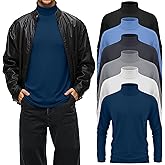 August Alley 6 Pack Men's Turtleneck Shirts Long Sleeve Slim Fit Pullover Top Base Layer Tees Multipack