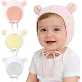 3 Pack Ear Flaps Baby Hats 0-24M Soft Cotton Chin Tie Newborn Infant Caps | Windproof ear protection for cold days, lightweight fit for daily outdoor strolls