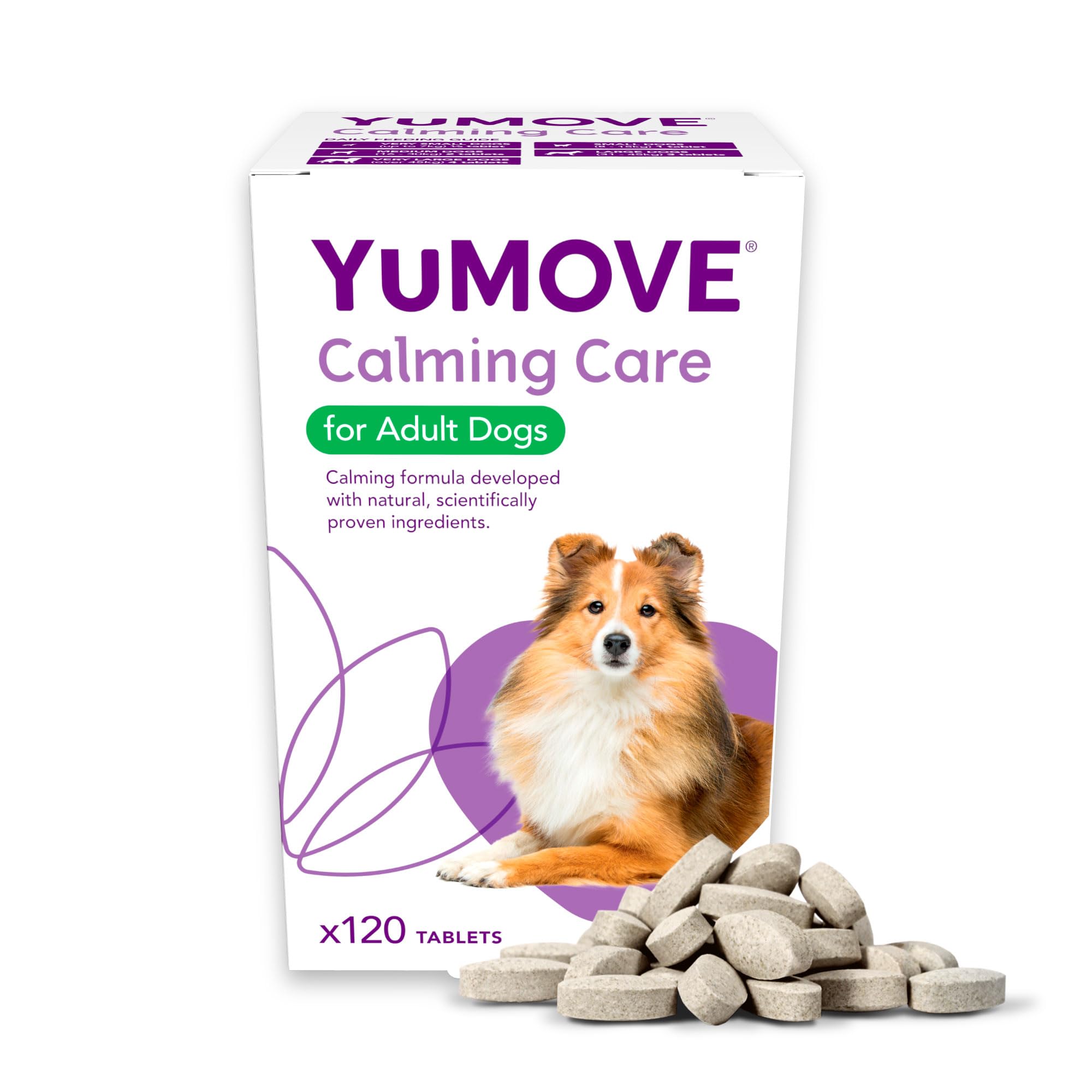 YuMOVE Calming Care Tasty Treats Dog Supplements, Anxiety Relief Calming Tablets for Dogs who are Stressed or Nervous, Adult Dogs, 120 Tablets