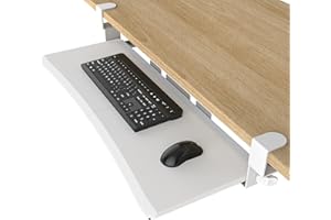 UPGRAVITY Extra Large Keyboard Tray Under Desk - Slide Out with Sturdy C-Clip Mount System, 31.5" (35.8" Including Clamps) x 11.8" Put-Out Keyboard Tray Computer Drawer for Ergonomic Typing, White