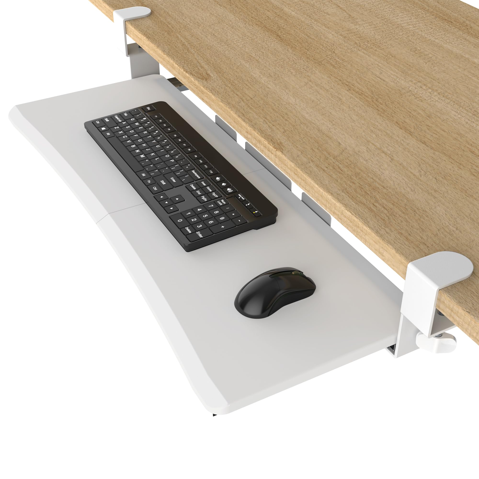 Photo 1 of UPGRAVITY Extra Large Keyboard Tray Under Desk - Slide Out with Sturdy C-Clip Mount System, 31.5" (35.8" Including Clamps) x 11.8" Put-Out Keyboard Tray Computer Drawer for Ergonomic Typing, White
