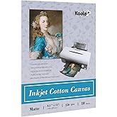 Koala 100% Printable Cotton Canvas Fabric Sheets for Inkjet Printer 8.5X11” Matte Thick 17mil 10 Sheets