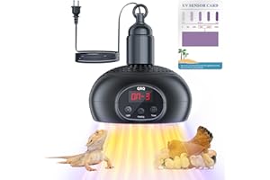 QRQ Chicken Coop Heater, 200W-350W-500W Reptile Heat Lamp with UVA UVB Dimmable Light 3-6-9-12H Timer, Chicken House Dog Hous