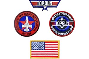 HOMIEGO 【Hook & Loop/Iron On】4 PCS Top Gon Patches Pilot Patches Morale Patches Military Patches Airsoft Patches Flight Patches for Jackets Tactical Patches for Backpacks - Hook & Loop