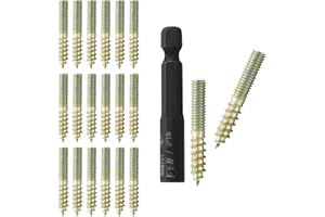 Hitefu 20PCS Hanger Bolts, M4 Double Ended Screws 1"(25mm) Length, M4 Dowel Screw for Wood Furniture, with (M4x0.7mm) Hanger Bolt Driver