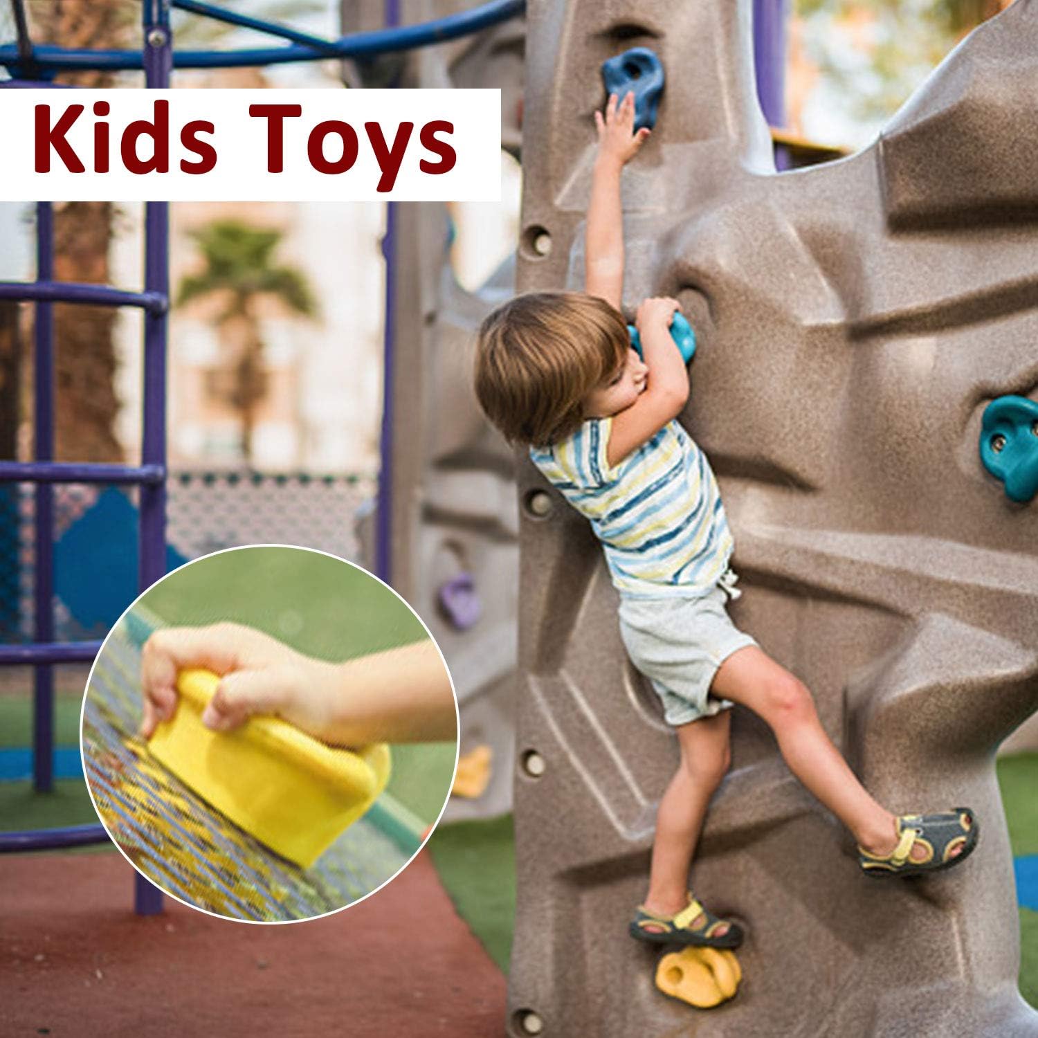 KINYONG 20 Climbing Holds,Rock Climbing Holds for Kids with Safety Rock Plugs to Protect Little Finger,Mounting Screws and Hardware for Rockwall Climbing Holds Kids Indoor and Outdoor Play Set Use: Toys & Games