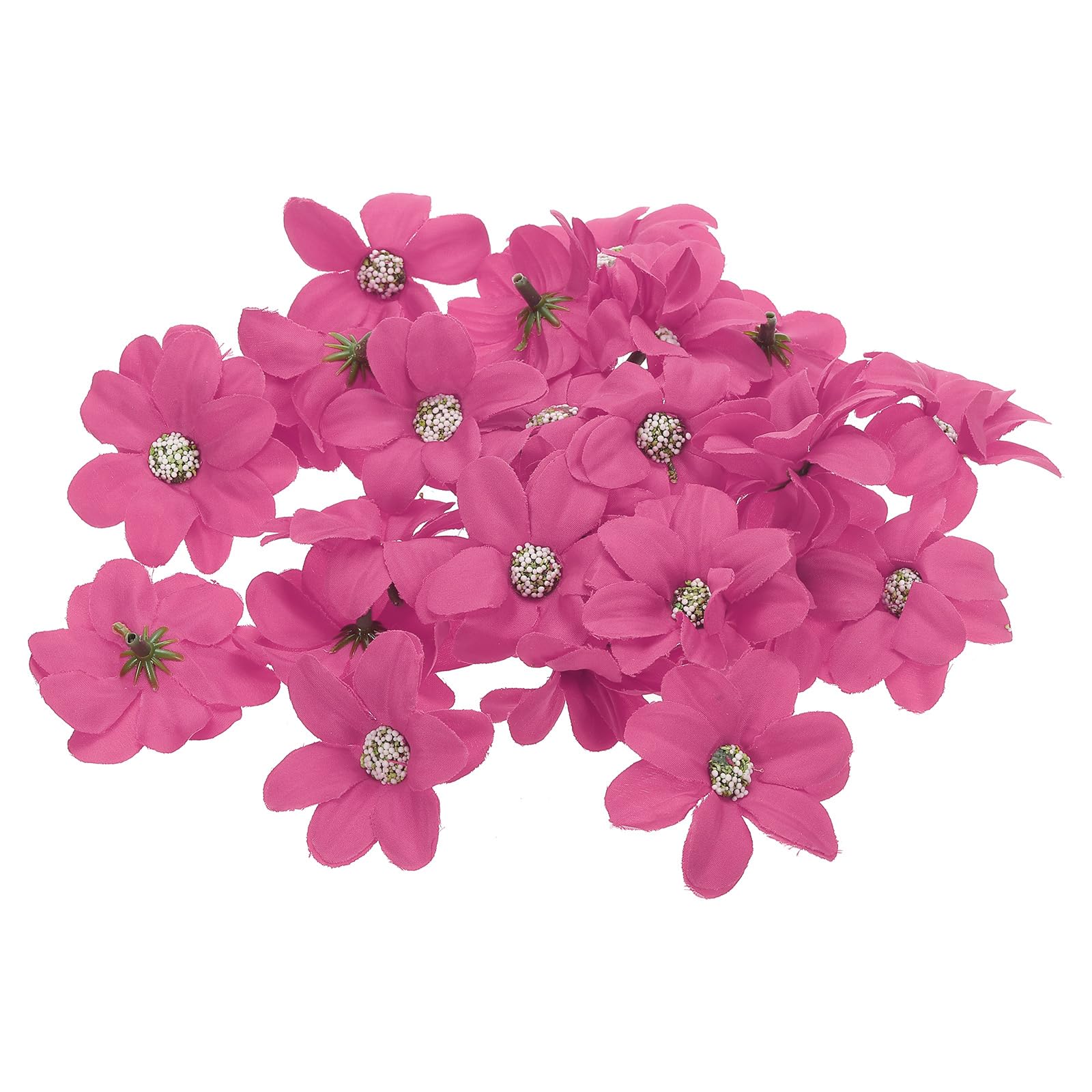 PATIKIL Faux Flower Heads for Crafts, 50 Pcs Fake Chrysanthemum Blossom Head Bulk Mini Artificial Silk Flowers Embellishments for Wreath Wedding Party Decoration, Rose Red