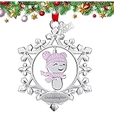 Granddaughter Christmas Ornaments 2025,Keepsake Christmas Ornament, Xmas Tree Decoration Metal Snowflake with Rotate Snowman Ornaments Christmas Birthday Gift