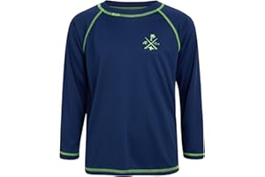 Quad Seven Boys Swim Shirt - Quicky Dry Sun Protection Long Sleeve Rash Guard for Boys Youth Kids Swimwear (Sizes: 5-18)