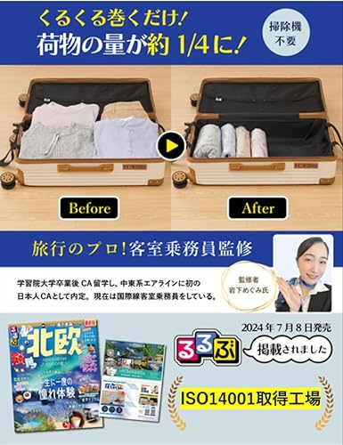 【るるぶ掲載 現役CA監修】圧縮袋 旅行 衣類圧縮袋 【5倍長持ちに改良】 圧しゅくるん トラベルグッズ 真空 圧縮 出張 修学旅行 家族旅行 ［Danke Besutens］ (M5枚/L5枚) - サムネイル 2