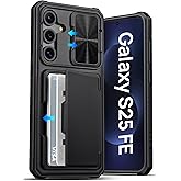 ATATOO for Samsung Galaxy S25 FE Case Wallet, Built-in Card Holder (3-5 Cards) [RFID Blocking] & Slide Camera Cover, Military Grade Protection, Rugged Phone Case for Galaxy S25 FE 6.7" 2025, Black